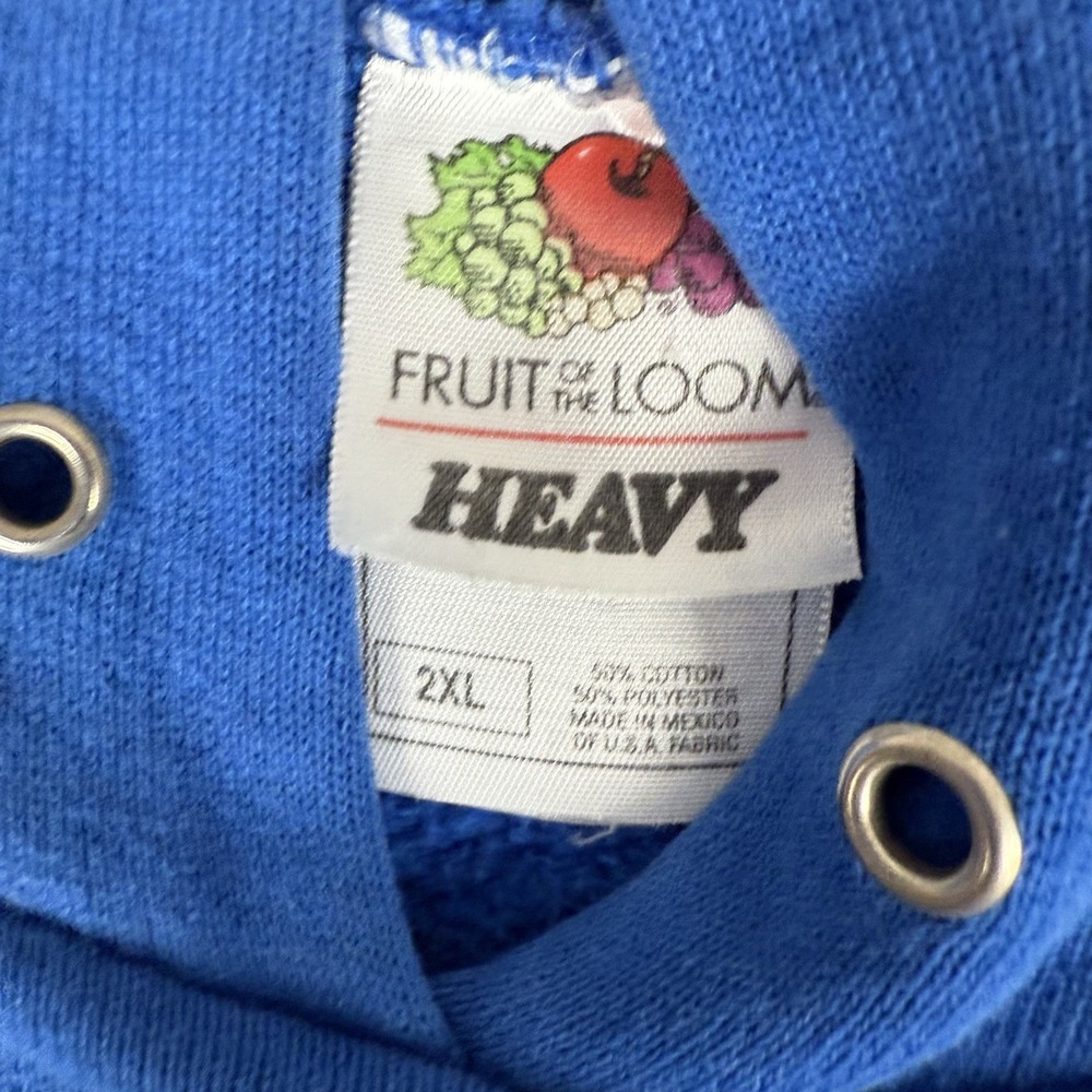 Vintage Fruit of the Loom Mens Wildlife Graphic Hoodie Size 2XL Blue Y2K Outdoor - Picture 4 of 16